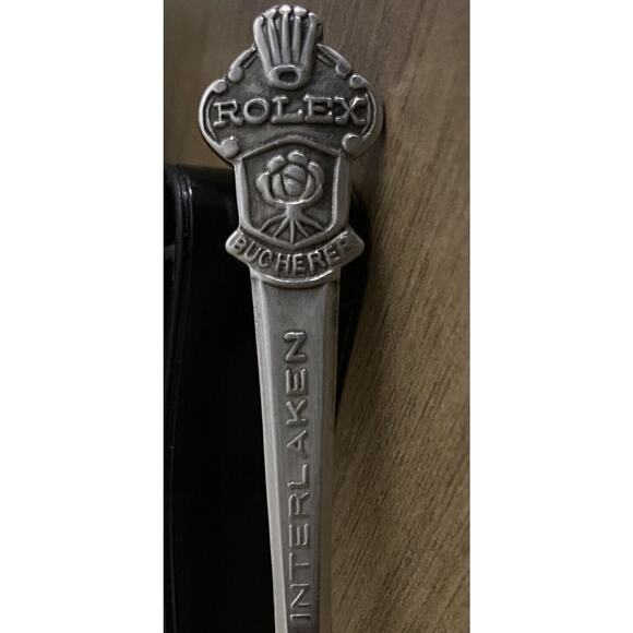 Vtg Rolex Spoon Bucherer of Switzerland Interlaken Silver Plated Mountains Trees - Picture 3 of 8